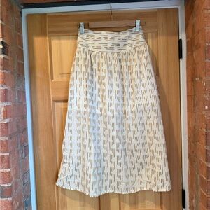 Cream Patterned Midi Skirt NWT